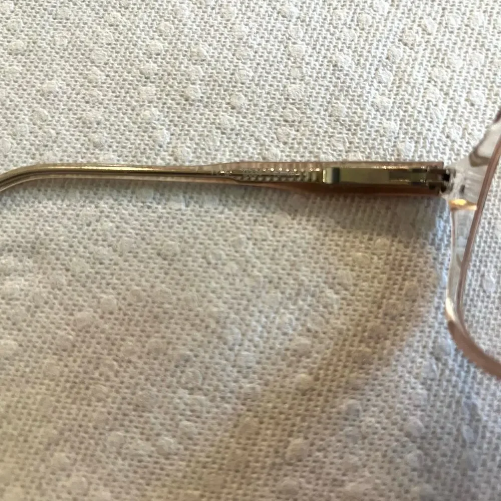 Vintage Peach Acetate Eyeglass Frames RX Optical Glasses Gold Metal Temples 90s